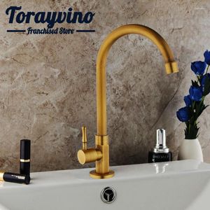 Kitchen Faucets Faucet Cold Tap Antique Brass Grifo Para Cocina Swivel WashBasin Rotated Filter Nozzle Single Stream Water