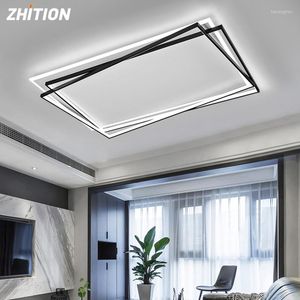 Ceiling Lights Modern Simple And Atmospheric LED Lamp Black White Rectangular Living Room 2023 House Package