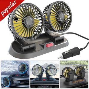 Yeni 5V/12V Araba Fan Soğutma Araç Fanı Çift Kafa USB Araba Fan 2 Hızlar Otomatik Soğutucu Hava Fanı Otomobil Aksesuarları için Ayarlanabilir Araba için Fan