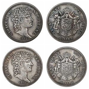 Stany włoskie 1812/1813 5 Lire - Joachim Murat Silver Plated Copy Mones