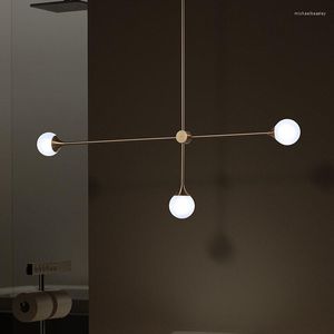 Lampadari Lampadario moderno minimalista Linea Ferro Illuminazione Lampada in vetro nordico Soggiorno Camera da letto Sala da pranzo Metallo