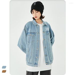 Men's Jackets Vayrich Men Women Over Size Embroidered Cardigan Denim Jacket Streetwear Hip Hop Unisex College Casual Outerwear Coat