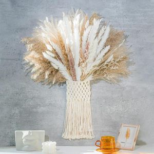 Flores decorativas de pampas secas pampas seco de buquê de parede pendurada decoração de casa boho arranjo de casamento quarto de flores 80pcs