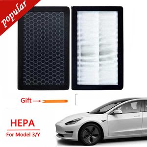 Novo filtro de ar 2pcs para Tesla Modelo 3 Modelo Y 2022 HEPA ativado Filtro de ar condicionado de ar condicionado de ar condicionado Substituição do elemento de filtro