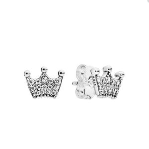 925 Sterling Silver Crown Stud Earring for Pandora Crystal diamond Party Jewelry designer Earrings For Women Girlfriend Gift Cute earring with Original Box Set