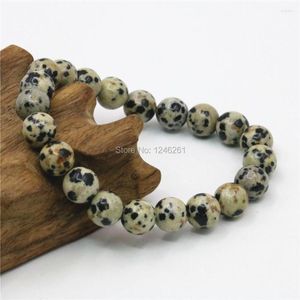 Strand 8mm Natural Spot Chalcedony Round Beads Bracelet Women Girls Christmas Gifts Hand Made Fashion Jewelry Making Design Stone