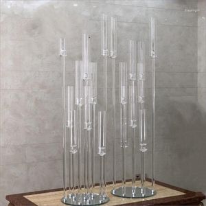 Titulares de vela 10pcs peça central de casamentos Tubos de acrílico Tarder Crystal Candelabra Yudao123