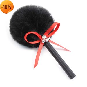 Massage 16CM Round Plush Clit Tease Stick with Pearl Bow Fetish Tickled Flirt Adult Games Sex Products for Women Couple Sm Accessories
