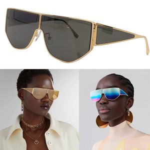 Übergroße Sonnenbrille N0093, Masken-Sonnenbrille, Übergröße, modische Damenbrille, Metallrahmen, leichte Designer-Brille