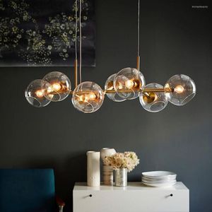 Chandeliers Nordic Chandelier Loft Glass Ball Creative Molecule Design Wine House Living Room Kitchen Bar Island Lighting