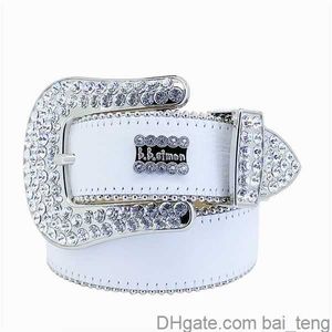 Brand Designer belt bb belt bb simon belt mens belt for women shiny diamond belts black on black blue white multicolour with bling rhinestones as gift bai07x