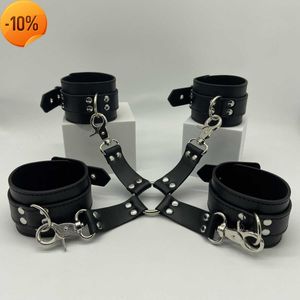 Massage High Quality Leather Handcuffs Bondage Strap Harness with Cross Lock for Fetish Bdsm Adults Games Slave Restraints Sex Toys