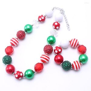 Halskette Ohrringe Set MHS.SUN Baby Mädchen Weihnachten Chunky Perlen Armbänder Mode Kinder Kinder Festival Geschenke