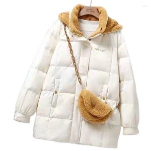 Women's Trench Coats Fashion Cotton Padded Jacket High Quality Winter Hooded Coat Loose Thick Parka Fleece Collar Warm Yellow