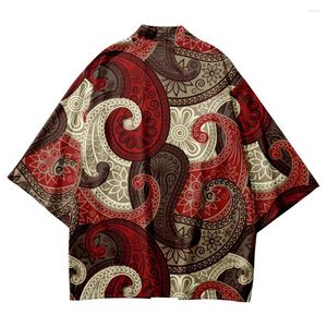 Etniska kläder plus storlek Fashion Tentacles Print Beach Japanese Cosplay Kimono Cardigan Men Shirt Women Traditionell Yukata Haori Asian