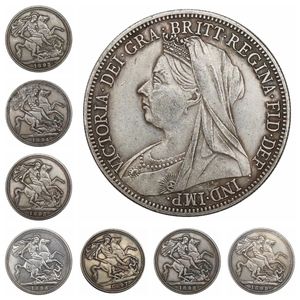 Großbritannien 1893-1899 1 Krone – Victoria 3. Porträt, versilberte Kopiermünzen