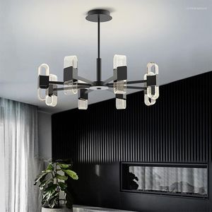 Люстры современные роскошные светодиодные подвесные светильники для гостиной спальня черная железная лампа кухня украшения потолочные люстра освещение