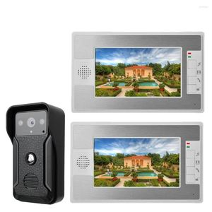 Видео дверные телефоны Mountainone 4 провода 7 -дюймовые цвета TFT Door Dolem Intercoms Kit 1 IR Camera с Night Vision 2 мониторирует один -два телефона