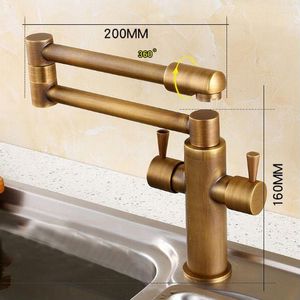 Kitchen Faucets Black Taps Foldable 360 Swivel Cold Water Faucet Antique Solid Brass Plated Chrome Mixer Two Handle