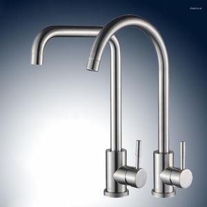 Kitchen Faucets Faucet Sink Basin Water Curved Mixer Tap Stainless Steel Bathroom And Cold Single Handle Deck Mounted