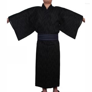Roupas étnicas homens japoneses samurai trajes kimono jinbei em casa use algodão solto preto yukata tradicional pijamas manto