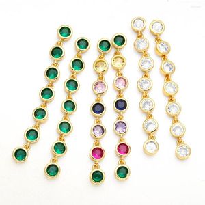 Stud Earrings FLOLA Long Crystal Beads Tassel For Women Copper Gold Plated Huggie CZ Jewelry Gifts Ersq09