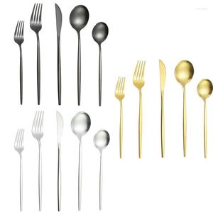 Dinnerware Sets Stainless Steel Silverware Set 5pieces Utensil With Forks Spoons Knife Portable Cutlery For Home Restaurant Apartment