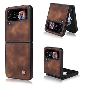 Custodie per telefoni in pelle PU Cover posteriore rigida Proteggi pelle per Samsung Galaxy Z Flip 3 4 Z Fold 3 4 5G