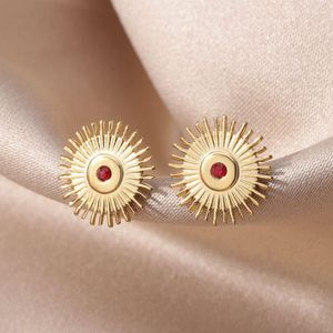 Ohrstecker Gold Farbe Edelstahl Sonne Rot Zirkonia Weibliche Piercing Ohrring Für Frauen Gothic Geburtstag Schmuck 2023