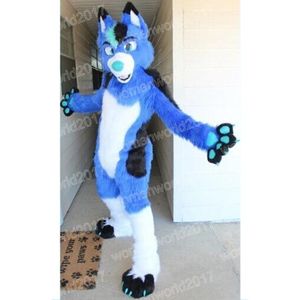 Halloween Blue Husky Fox Dog Mascot Costume Simulation Tecknad karaktärsdräkt Suit unisex vuxna outfit carnival festival fancy klänning