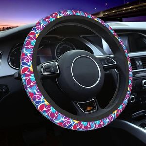 Steering Wheel Covers Tie Dye Peace Sign Cover For Women Men Universal Fit 15 Inch Neoprene Anti-Slip Car Protector