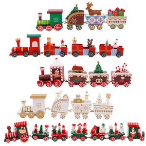 Noel Dekorasyonları Ahşap Tren 4 Knot Santa Çocuk Toys Masa Dekor Navidad Noel Hediye 2023Christmas