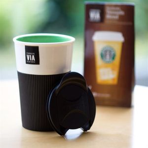 Classic Starbucks VIA Tazza da caffè nero-verde 8OZ Custodia in silicone Ceramica Doppio isolamento in-car Mug per fuori porta sport287D