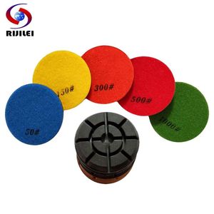 Polijstpads RIJILEI 7PCS/Set 4Inch Diamond Polishing Pad 100mm Concrete Floor Polishing Pads Terrazzo Ceramic Restoration Grinding Disc HF10