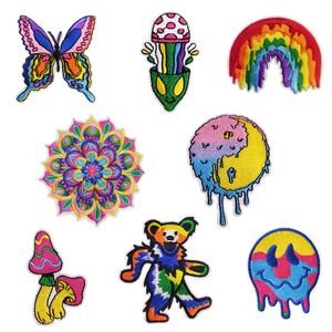 Notions 8 Pcs Iron on Patches Hippie Mushroom Mandala Embroidered Patch Colorful Boho Repair Applique DIY Craft Accessories for Clothing Jacket Jeans Backpack Hat