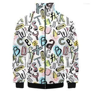 Giacche da uomo Giacca con colletto alla coreana da uomo Casual Stile hip-hop Cartoon Lettere Stampa Divertimento 3d Streetwear Oversize per uomo Primavera Autunno Cappotto