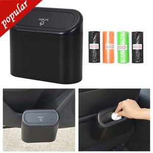 New New Hanging Car Trash Can Vehicle Garbage Dust Case Storage Box ABS Square Pressing Trash Bin Auto Interior Accessories for Car