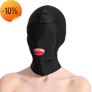 Massaggio Giochi per adulti Cappuccio fetish Giocattoli sessuali per coppie SM Bondage Maschera per la testa morbida e sexy Copricapo sessuale Giocattoli erotici Cappuccio per contenimento schiavo nero