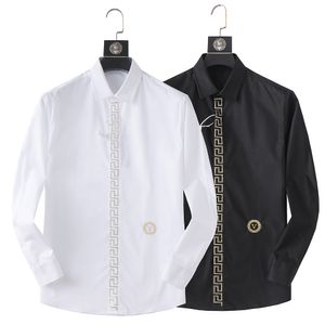 2023 Herrklänningskjorta lyx Slim Silk T-shirt Långärmad avslappnad affärskläder Plaid 2 Färgstorlek M-3XL