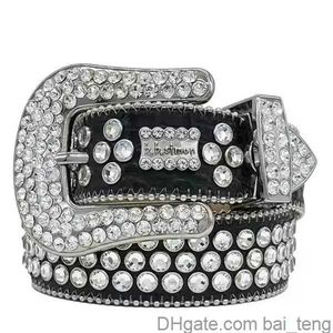 Designer Bb Simon Belts for Men Women Shiny diamond belt Black on Black Blue white multicolour with bling rhinestones as gift bai02 2x