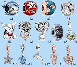 925 Pandora Takı Boncukları Okyanus Serisi Yeni Kaplumbağa Denizyıldız Boncukları Diy için Gümüş Takımlar