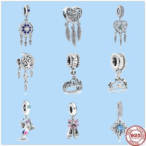 925 Sterling Silver Charms for Pandora Jewelry Beads New Dream Catcher Heart Crown Dance Sapatos de Berço