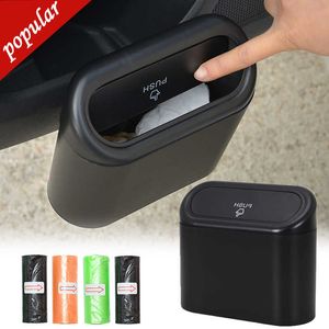 New Car Trash Bin Hanging Vehicle Garbage Dust Case Storage Box ABS nero Tipo di pressatura quadrata Cestino Accessori per interni auto