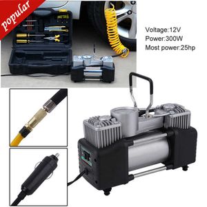 150PSI Stainless Steel Car Air Compressor Pump, 12V High Power Double Cylinder Tyre Inflator (60L/min, 300W)