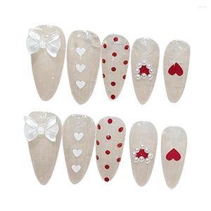 False Nails Bowknot Decoration With Retro And Vibrant Red Color For Girls Engagement Hand Makeup