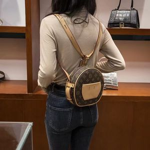 Net red texture new light luxury high-end brand round women's bag printed single shoulder crossbody bag fashion small backpack