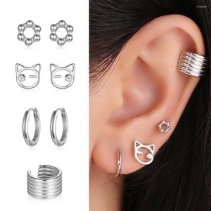 Studörhängen Kameraon 925 Sterling Silver Simple Geometric Cute Small 12mm Ear Clip Minimalist Fine Jewelry Gifts for Women Girls