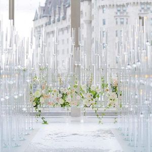 Świecane posiadacze 10pcs) wystrój imprezowy Aisle Road Wysp Wysoki Kryształowe Centerpiece Candelabra żyrandole akrylowe stolik kwiatowy