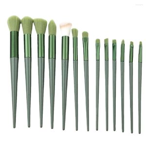 Makyaj fırçaları 13pcs/set fırça seti Matcha yeşil hızlı kurutma ultra yumuşak saç yanağı kırmızı dudak gevşek toz yüz