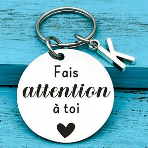 Keychains French Keychain Fais Attention A Toi Gifts For Boyfriend Husband Girlfriend Family Son Daughter Friends Gift Keyring